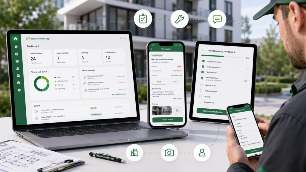 Housemeister.App auf Laptop